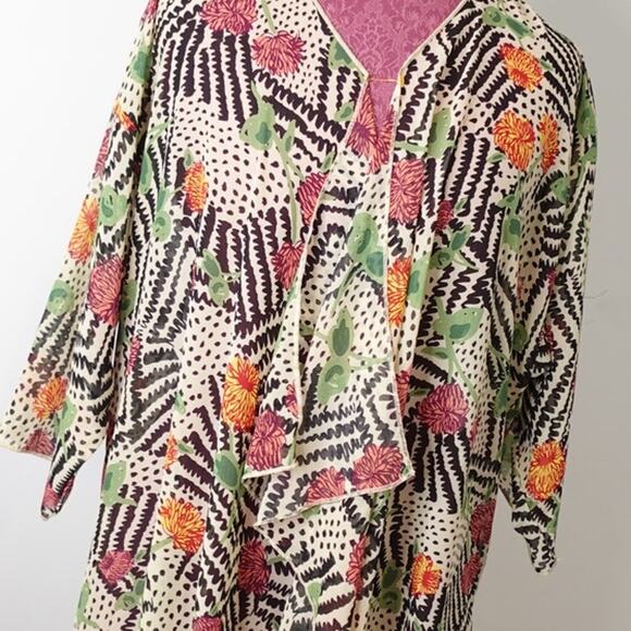 LuLARue Fall Crysanthium colored Tunic Open layered Lindsay Kimona top Size Med. - Picture 5 of 11